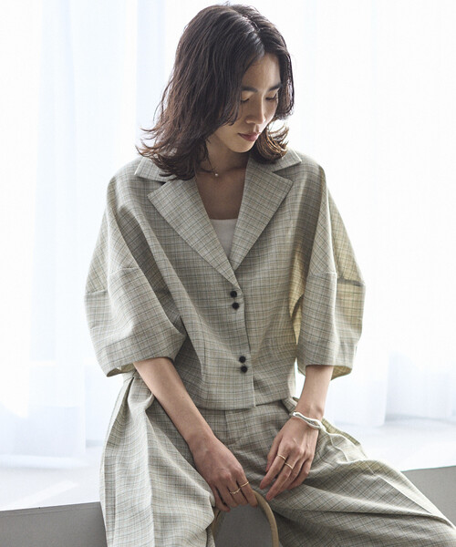 Firsthand（ファーストハンド）の「Firsthand/ファーストハンド カラミチェック バルーンスリーブ シャツ / セットアップ対応（シャツ/ブラウス・レディース・ブラック/ブルーグリーン・FREE）」の6枚目の写真