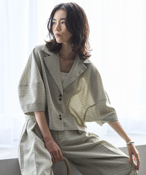 Firsthand（ファーストハンド）の「Firsthand/ファーストハンド カラミチェック バルーンスリーブ シャツ / セットアップ対応（シャツ/ブラウス・レディース・ブラック/ブルーグリーン・FREE）」の7枚目の写真