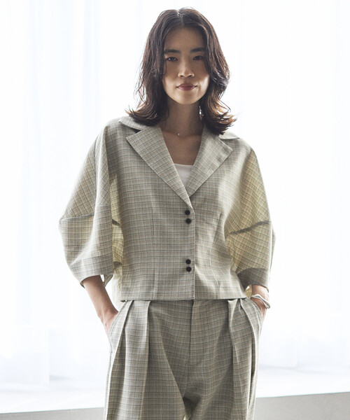 Firsthand（ファーストハンド）の「Firsthand/ファーストハンド カラミチェック バルーンスリーブ シャツ / セットアップ対応（シャツ/ブラウス・レディース・ブラック/ブルーグリーン・FREE）」の9枚目の写真