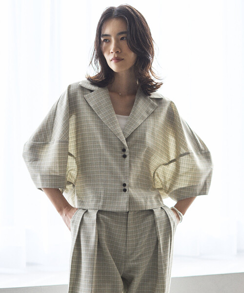 Firsthand（ファーストハンド）の「Firsthand/ファーストハンド カラミチェック バルーンスリーブ シャツ / セットアップ対応（シャツ/ブラウス・レディース・ブラック/ブルーグリーン・FREE）」の10枚目の写真