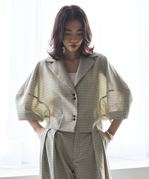 Firsthand（ファーストハンド）の「Firsthand/ファーストハンド カラミチェック バルーンスリーブ シャツ / セットアップ対応（シャツ/ブラウス・レディース・ブラック/ブルーグリーン・FREE）」の11枚目の写真