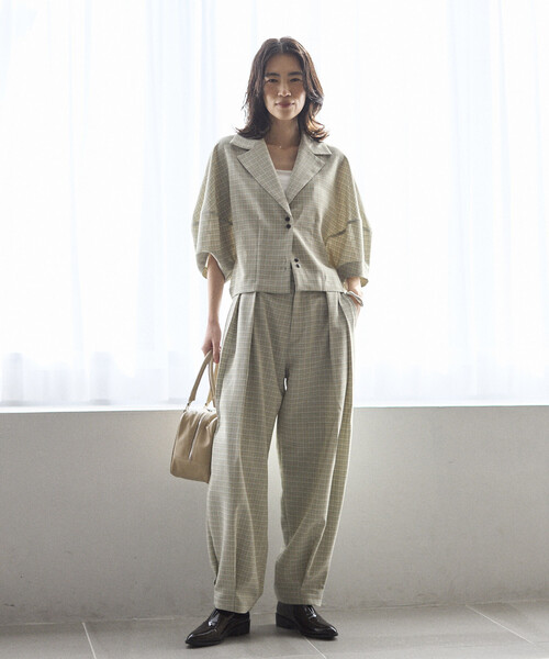 Firsthand（ファーストハンド）の「Firsthand/ファーストハンド カラミチェック バルーンスリーブ シャツ / セットアップ対応（シャツ/ブラウス・レディース・ブラック/ブルーグリーン・FREE）」の18枚目の写真