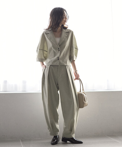 Firsthand（ファーストハンド）の「Firsthand/ファーストハンド カラミチェック バルーンスリーブ シャツ / セットアップ対応（シャツ/ブラウス・レディース・ブラック/ブルーグリーン・FREE）」の22枚目の写真