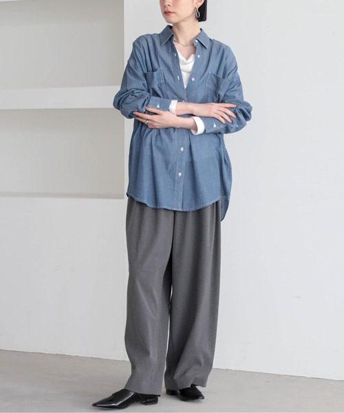 for/c(フォーシー)の「シアーデニムシャツ【サスティナブル】(シャツ/ブラウス・レディース・グレー/ライトブルー・M/L)」の18枚目の写真