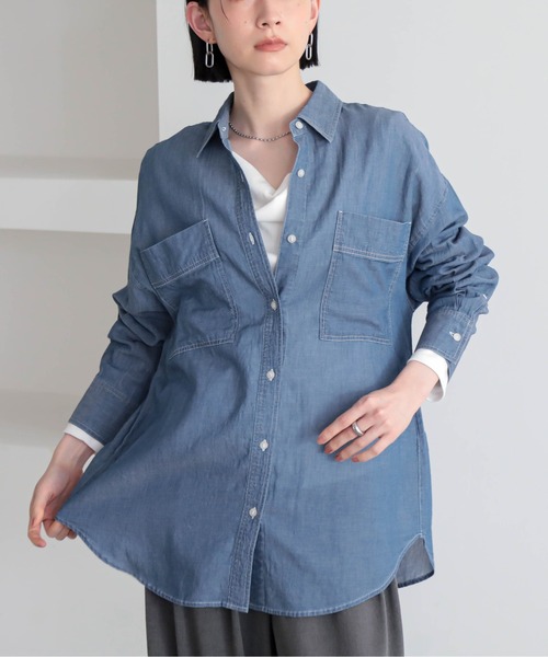 for/c(フォーシー)の「シアーデニムシャツ【サスティナブル】(シャツ/ブラウス・レディース・グレー/ライトブルー・M/L)」の11枚目の写真