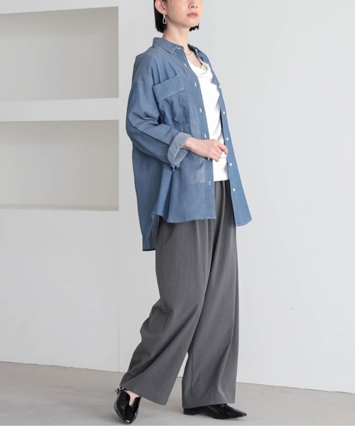 for/c(フォーシー)の「シアーデニムシャツ【サスティナブル】(シャツ/ブラウス・レディース・グレー/ライトブルー・M/L)」の21枚目の写真