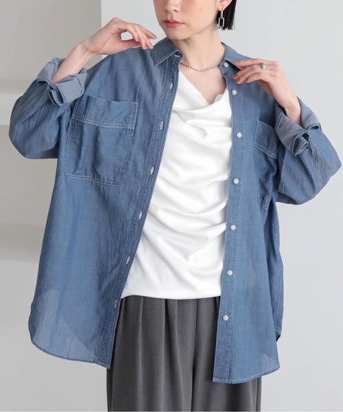 for/c(フォーシー)の「シアーデニムシャツ【サスティナブル】(シャツ/ブラウス・レディース・グレー/ライトブルー・M/L)」の16枚目の写真
