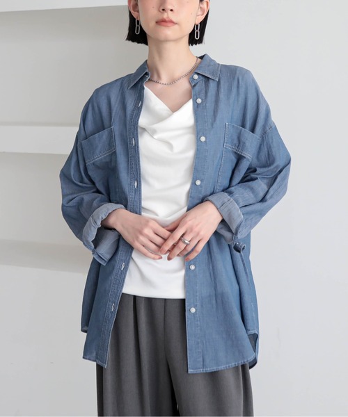 for/c(フォーシー)の「シアーデニムシャツ【サスティナブル】(シャツ/ブラウス・レディース・グレー/ライトブルー・M/L)」の17枚目の写真