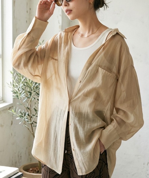 itto...(イット)の「BIGシルエットシアーブラウス(シャツ/ブラウス・レディース・イエロー/ブラック/ベージュ/キナリ・M)」の2枚目の写真