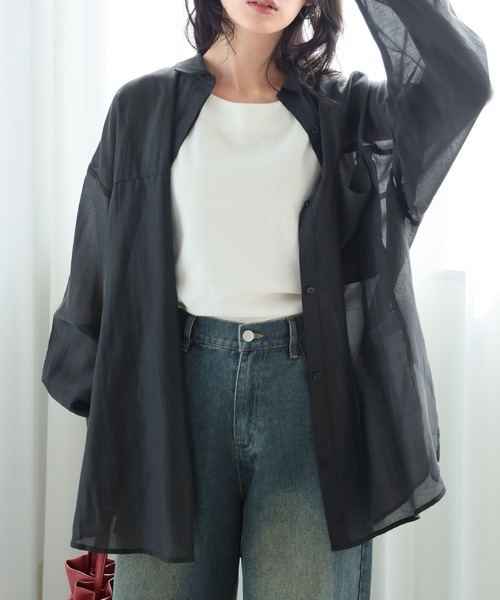 itto...(イット)の「BIGシルエットシアーブラウス(シャツ/ブラウス・レディース・イエロー/ブラック/ベージュ/キナリ・M)」の15枚目の写真