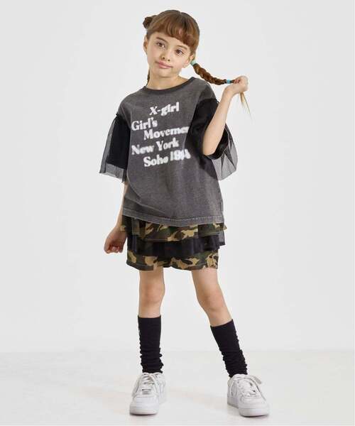 X-girl Stages(エックスガールステージス)の「フリルメッシュレイヤード ショートパンツ(その他パンツ・キッズ・カラフル/ライトブルー・130cm/120cm/140cm/110cm/100cm)」の13枚目の写真