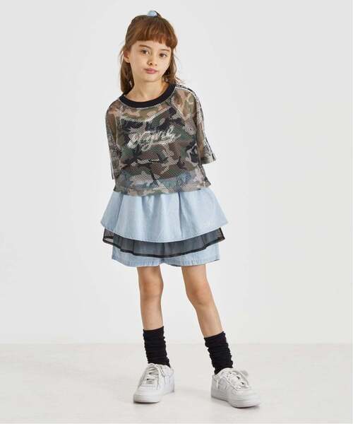 X-girl Stages(エックスガールステージス)の「フリルメッシュレイヤード ショートパンツ(その他パンツ・キッズ・カラフル/ライトブルー・130cm/120cm/140cm/110cm/100cm)」の14枚目の写真