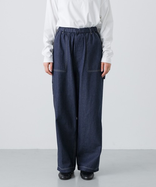 かぐれ（カグレ）の「コットンリネンデニムペインターパンツ（デニムパンツ・レディース・インディゴブルー・FREE）」の2枚目の写真
