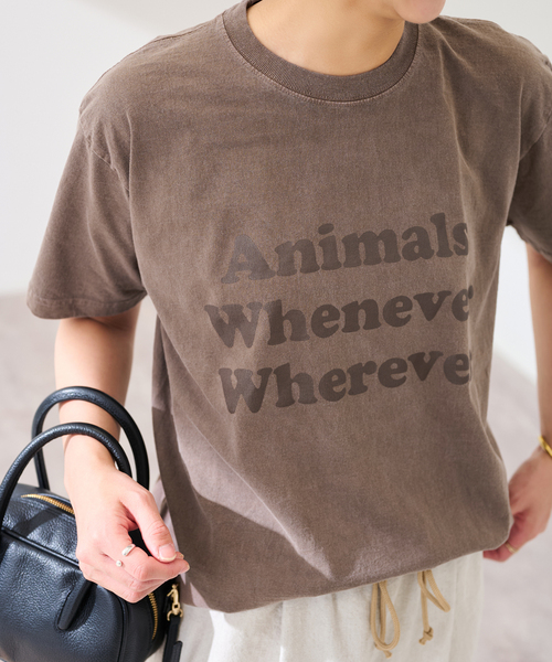 FRAMeWORK(フレームワーク)の「STUDIO ANIMALS 別注WHENEVER WH(Tシャツ/カットソー・レディース・ネイビー/ブラウン/ライトグレー・FREE)」の3枚目の写真
