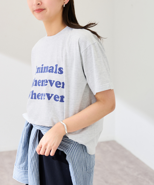 FRAMeWORK(フレームワーク)の「STUDIO ANIMALS 別注WHENEVER WH(Tシャツ/カットソー・レディース・ネイビー/ブラウン/ライトグレー・FREE)」の6枚目の写真