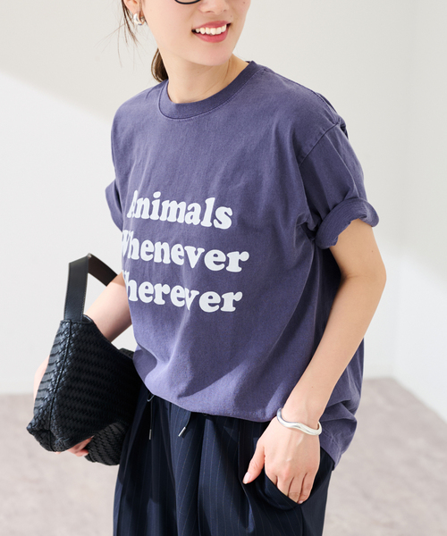 FRAMeWORK(フレームワーク)の「STUDIO ANIMALS 別注WHENEVER WH(Tシャツ/カットソー・レディース・ネイビー/ブラウン/ライトグレー・FREE)」の21枚目の写真