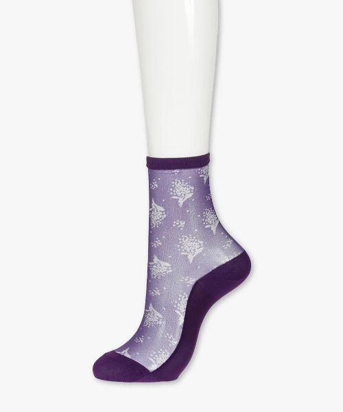 ANNA SUI(アナスイ)の「フラワーガーデンシアーソックス(ソックス/靴下・レディース・ブラック/イエロー/ラベンダー・23-24cm)」の4枚目の写真