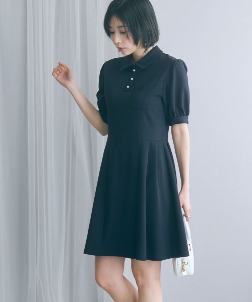 marun(マルン)の「<大きいサイズ>Aラインポロワンピース marun(ワンピース・レディース・ネイビー/モカ・5L/4L/3L/LL/L)」の1枚目の写真