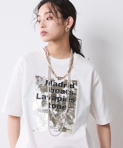 CHIC STYLE(シックスタイル)の「綿100%箔プリントTシャツ<大きいサイズ有>シックスタイル(Tシャツ/カットソー・レディース・オフホワイト/ブラック・5L/4L/3L/LL/L/M)」の19枚目の写真
