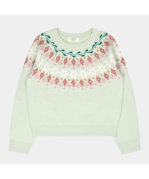 PIGMENT（ピグメント）の「フローラルパターンRネックニット (HHSW251202)（ニット/セーター・レディース・オートミール/ミント・FREE）」の2枚目の写真