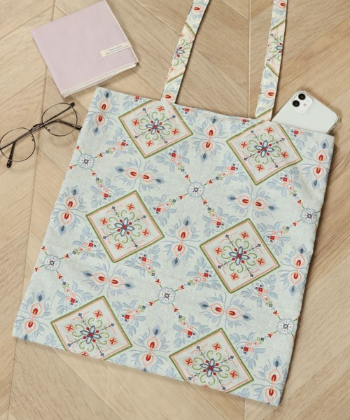 フラワー刺繍プリントトート（トートバッグ）｜studio CLIP