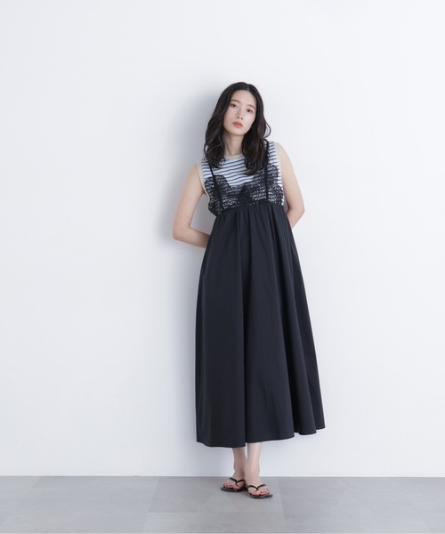 N.(N. Natural Beauty Basic)(エヌエヌナチュラルビューティーベーシック)の「レース切替コットンブレンドキャミワンピース(ワンピース・レディース・ブラック/ブルー系その他/オフホワイト・P/S/MEDIUM)」の16枚目の写真