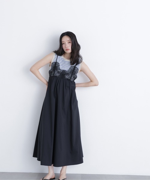 N.(N. Natural Beauty Basic)(エヌエヌナチュラルビューティーベーシック)の「レース切替コットンブレンドキャミワンピース(ワンピース・レディース・ブラック/ブルー系その他/オフホワイト・P/S/MEDIUM)」の18枚目の写真