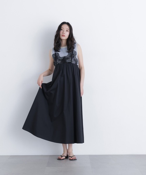 N.(N. Natural Beauty Basic)(エヌエヌナチュラルビューティーベーシック)の「レース切替コットンブレンドキャミワンピース(ワンピース・レディース・ブラック/ブルー系その他/オフホワイト・P/S/MEDIUM)」の20枚目の写真