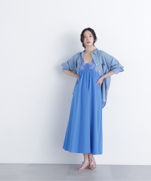 N.(N. Natural Beauty Basic)(エヌエヌナチュラルビューティーベーシック)の「レース切替コットンブレンドキャミワンピース(ワンピース・レディース・ブラック/ブルー系その他/オフホワイト・P/S/MEDIUM)」の22枚目の写真