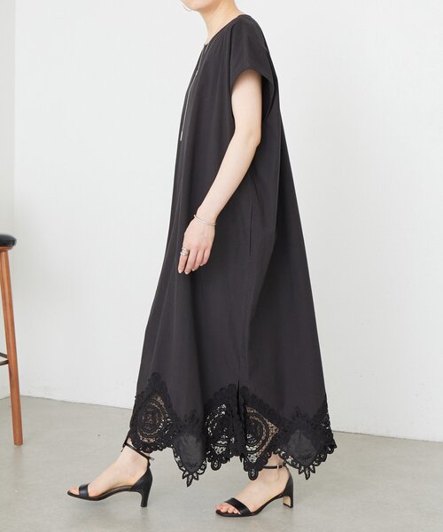 BEARDSLEY(ビアズリー)の「バテンレースワンピ(ワンピース・レディース・ブラック/ホワイト・FREE)」の1枚目の写真