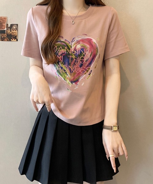 2ly2（トゥーリートゥー）の「ハートプリントTシャツ / グラフィックロゴ 半袖カットソー（Tシャツ/カットソー・レディース・ピンク/ホワイト/ブラック・FREE）」の15枚目の写真