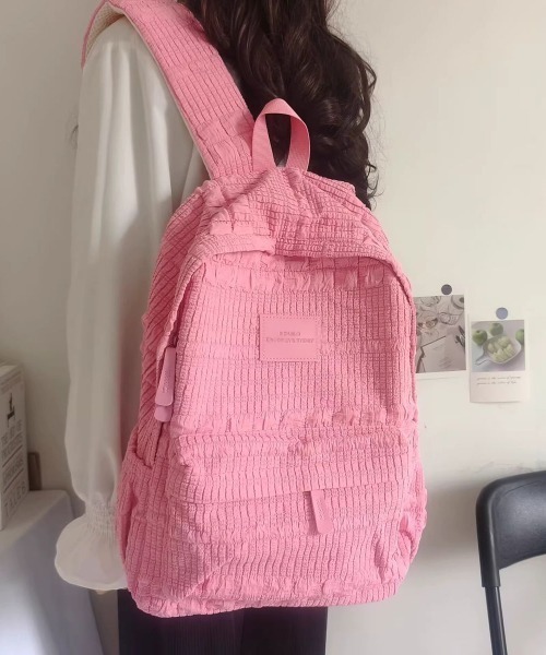 WEGO（ウィゴー）の「[通勤・通学]ふくれジャガードリュックサック（バックパック/リュック・レディース・アイボリー/ブラウン/ピンク/ブルー・FREE）」の4枚目の写真