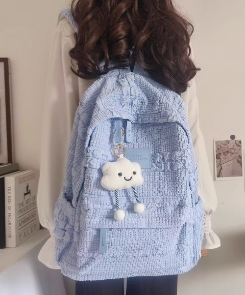 WEGO（ウィゴー）の「[通勤・通学]ふくれジャガードリュックサック（バックパック/リュック・レディース・アイボリー/ブラウン/ピンク/ブルー・FREE）」の3枚目の写真