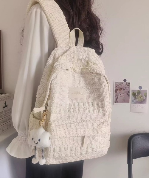 WEGO（ウィゴー）の「[通勤・通学]ふくれジャガードリュックサック（バックパック/リュック・レディース・アイボリー/ブラウン/ピンク/ブルー・FREE）」の10枚目の写真