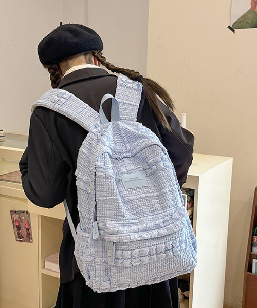 WEGO（ウィゴー）の「[通勤・通学]ふくれジャガードリュックサック（バックパック/リュック・レディース・アイボリー/ブラウン/ピンク/ブルー・FREE）」の14枚目の写真