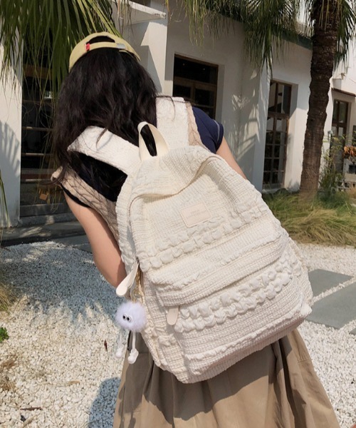 WEGO（ウィゴー）の「[通勤・通学]ふくれジャガードリュックサック（バックパック/リュック・レディース・アイボリー/ブラウン/ピンク/ブルー・FREE）」の12枚目の写真