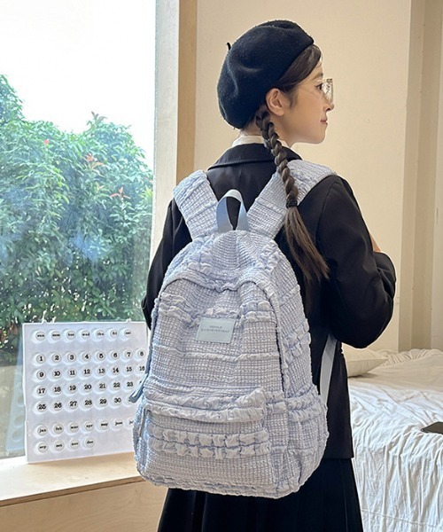 WEGO（ウィゴー）の「[通勤・通学]ふくれジャガードリュックサック（バックパック/リュック・レディース・アイボリー/ブラウン/ピンク/ブルー・FREE）」の16枚目の写真