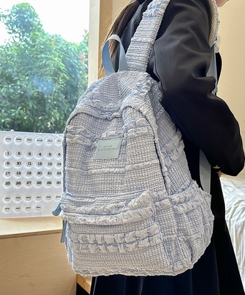 WEGO（ウィゴー）の「[通勤・通学]ふくれジャガードリュックサック（バックパック/リュック・レディース・アイボリー/ブラウン/ピンク/ブルー・FREE）」の17枚目の写真