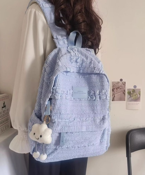 WEGO（ウィゴー）の「[通勤・通学]ふくれジャガードリュックサック（バックパック/リュック・レディース・アイボリー/ブラウン/ピンク/ブルー・FREE）」の15枚目の写真