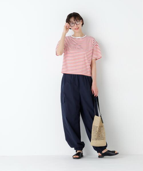 human woman(ヒューマンウーマン)の「◆Azur La mer ボーダーロゴTシャツ(Tシャツ/カットソー・レディース・レッド系その他4/ダークインディゴブルー・MEDIUM)」の5枚目の写真