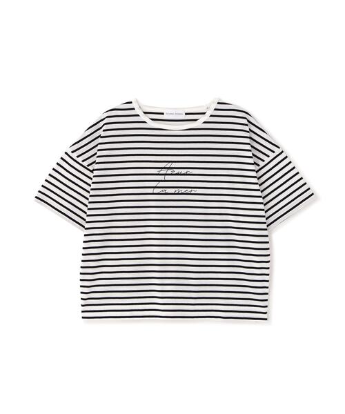 human woman(ヒューマンウーマン)の「◆Azur La mer ボーダーロゴTシャツ(Tシャツ/カットソー・レディース・レッド系その他4/ダークインディゴブルー・MEDIUM)」の10枚目の写真