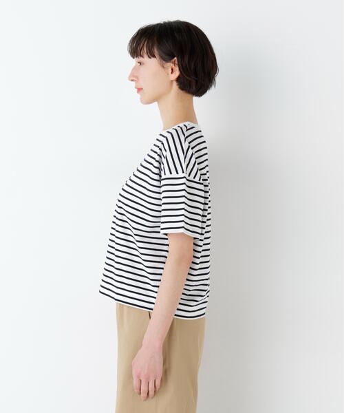 human woman(ヒューマンウーマン)の「◆Azur La mer ボーダーロゴTシャツ(Tシャツ/カットソー・レディース・レッド系その他4/ダークインディゴブルー・MEDIUM)」の15枚目の写真