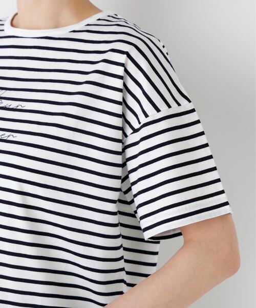human woman(ヒューマンウーマン)の「◆Azur La mer ボーダーロゴTシャツ(Tシャツ/カットソー・レディース・レッド系その他4/ダークインディゴブルー・MEDIUM)」の18枚目の写真