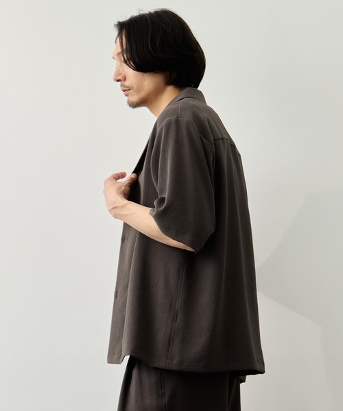 CITY TOKYO（シティトウキョウ）の「【CITY TOKYO】Multi-flex オープンカラーシャツ（シャツ/ブラウス・メンズ・ブラック/ダークブラウン・1/2）」の8枚目の写真