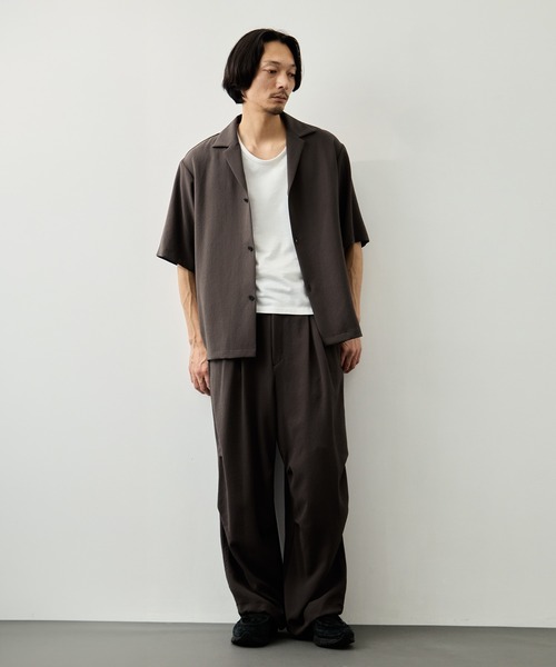CITY TOKYO（シティトウキョウ）の「【CITY TOKYO】Multi-flex オープンカラーシャツ（シャツ/ブラウス・メンズ・ブラック/ダークブラウン・1/2）」の4枚目の写真