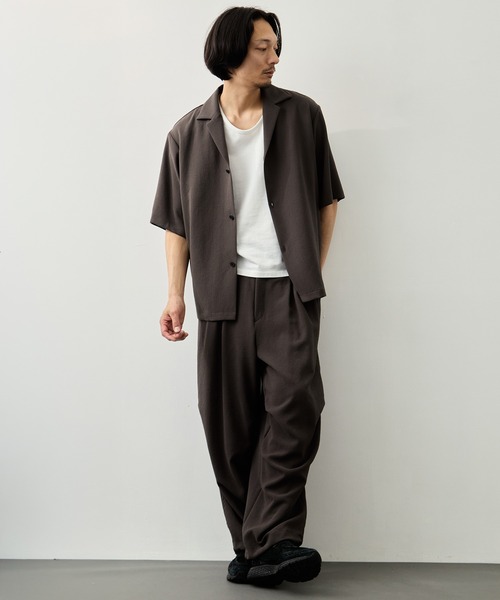 CITY TOKYO（シティトウキョウ）の「【CITY TOKYO】Multi-flex オープンカラーシャツ（シャツ/ブラウス・メンズ・ブラック/ダークブラウン・1/2）」の5枚目の写真