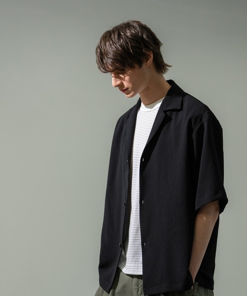 CITY TOKYO（シティトウキョウ）の「【CITY TOKYO】Multi-flex オープンカラーシャツ（シャツ/ブラウス・メンズ・ブラック/ダークブラウン・1/2）」の10枚目の写真
