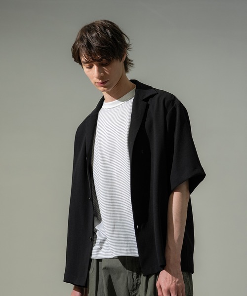 CITY TOKYO（シティトウキョウ）の「【CITY TOKYO】Multi-flex オープンカラーシャツ（シャツ/ブラウス・メンズ・ブラック/ダークブラウン・1/2）」の11枚目の写真