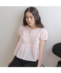Shirring blouse [TISU05BL02]_Pink