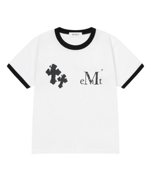 ロビオクロスクラックロゴリング半袖Tシャツ